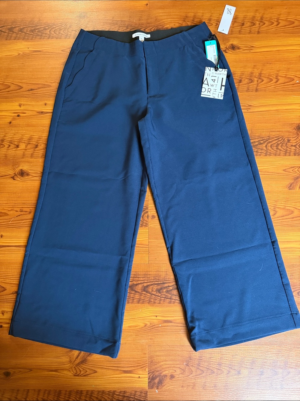 41 Hawthorn Navy Wide Crop Pull-On Pants